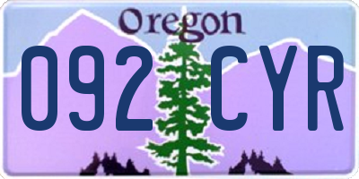 OR license plate 092CYR