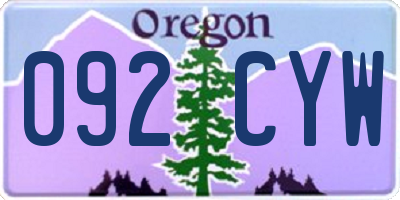 OR license plate 092CYW