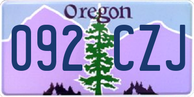 OR license plate 092CZJ
