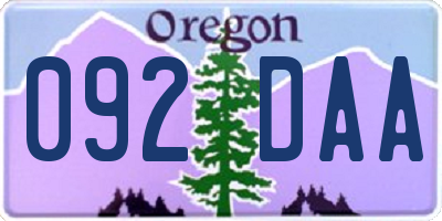 OR license plate 092DAA