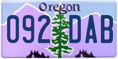 OR license plate 092DAB