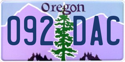 OR license plate 092DAC