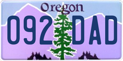 OR license plate 092DAD