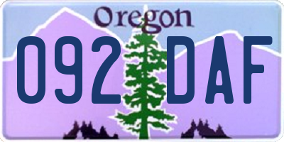 OR license plate 092DAF