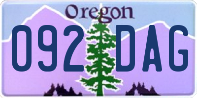 OR license plate 092DAG