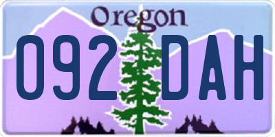 OR license plate 092DAH