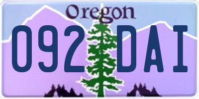 OR license plate 092DAI