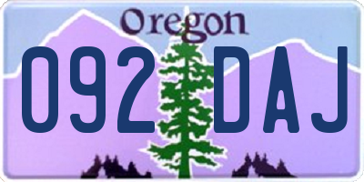 OR license plate 092DAJ