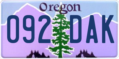 OR license plate 092DAK