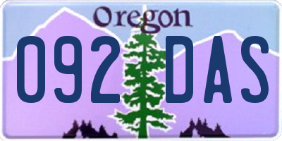 OR license plate 092DAS