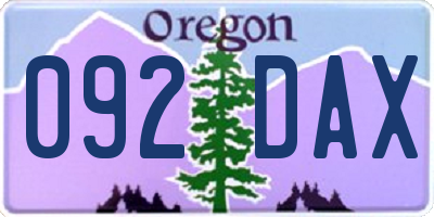 OR license plate 092DAX