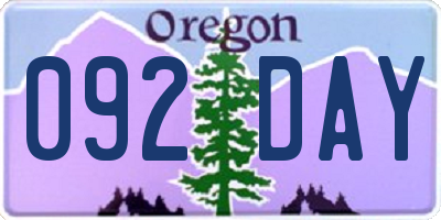 OR license plate 092DAY