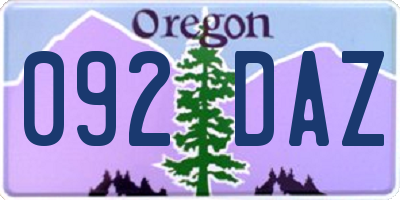 OR license plate 092DAZ