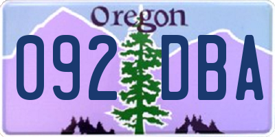 OR license plate 092DBA