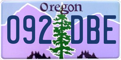 OR license plate 092DBE