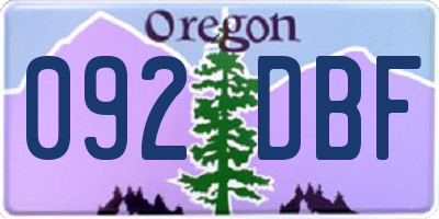 OR license plate 092DBF