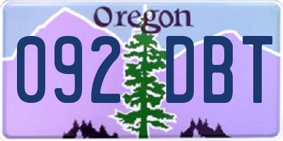 OR license plate 092DBT