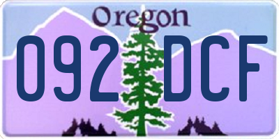 OR license plate 092DCF