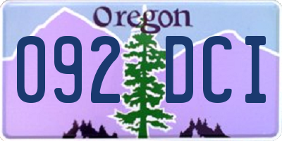 OR license plate 092DCI