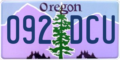 OR license plate 092DCU