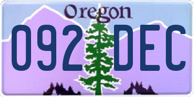 OR license plate 092DEC