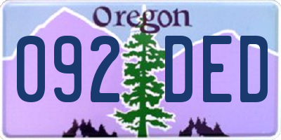 OR license plate 092DED
