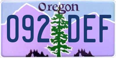 OR license plate 092DEF