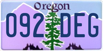 OR license plate 092DEG