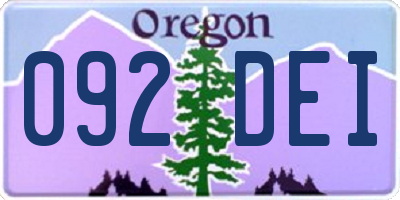 OR license plate 092DEI