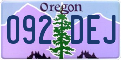 OR license plate 092DEJ