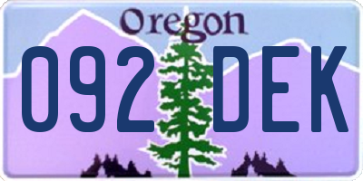 OR license plate 092DEK