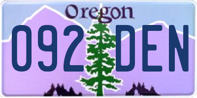OR license plate 092DEN