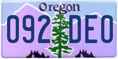 OR license plate 092DEO