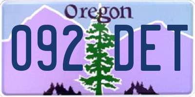 OR license plate 092DET
