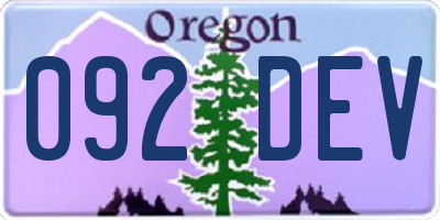 OR license plate 092DEV