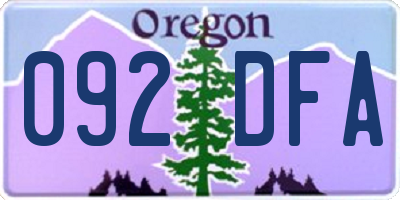 OR license plate 092DFA