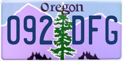 OR license plate 092DFG