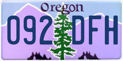 OR license plate 092DFH