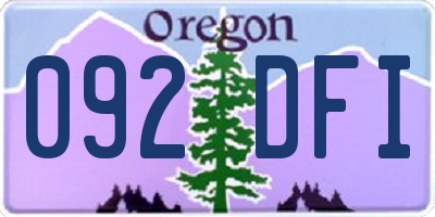 OR license plate 092DFI