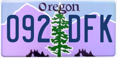 OR license plate 092DFK