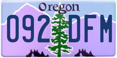 OR license plate 092DFM
