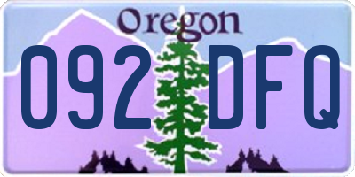 OR license plate 092DFQ