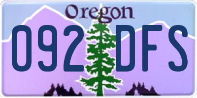 OR license plate 092DFS
