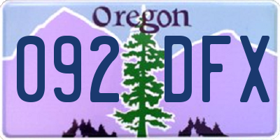 OR license plate 092DFX