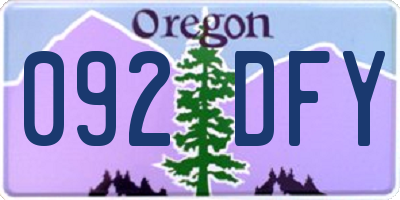 OR license plate 092DFY