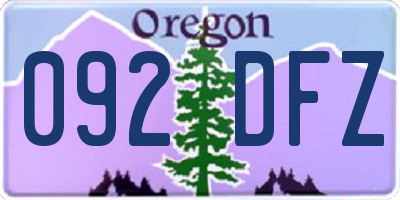 OR license plate 092DFZ