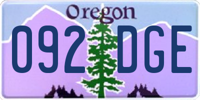 OR license plate 092DGE
