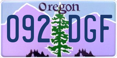 OR license plate 092DGF