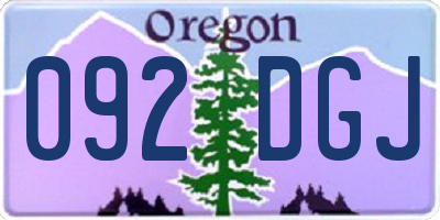 OR license plate 092DGJ