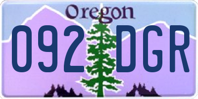 OR license plate 092DGR